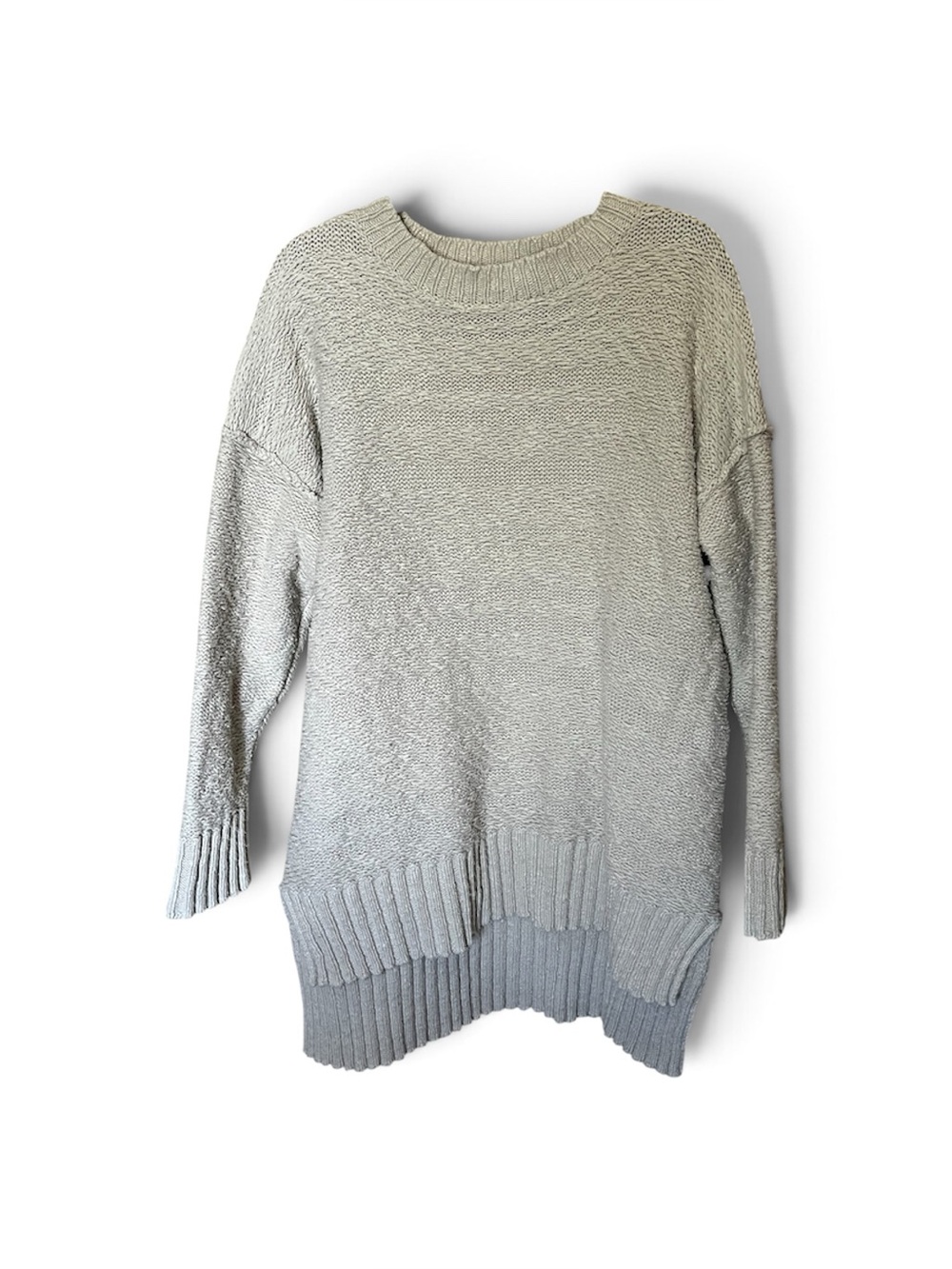 Free People Ivory Cream Knit Oversized Pullover High/Low Sweater Size Small